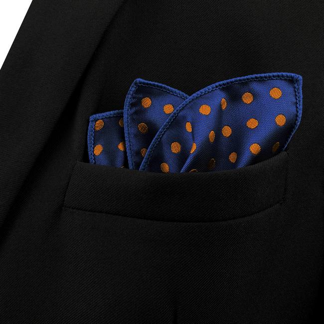 shlax & wing UH5 Navy orange Dots Mens Pocket Square Fashion Classic Handkerchief Silk Dress Hanky Mejor oferta