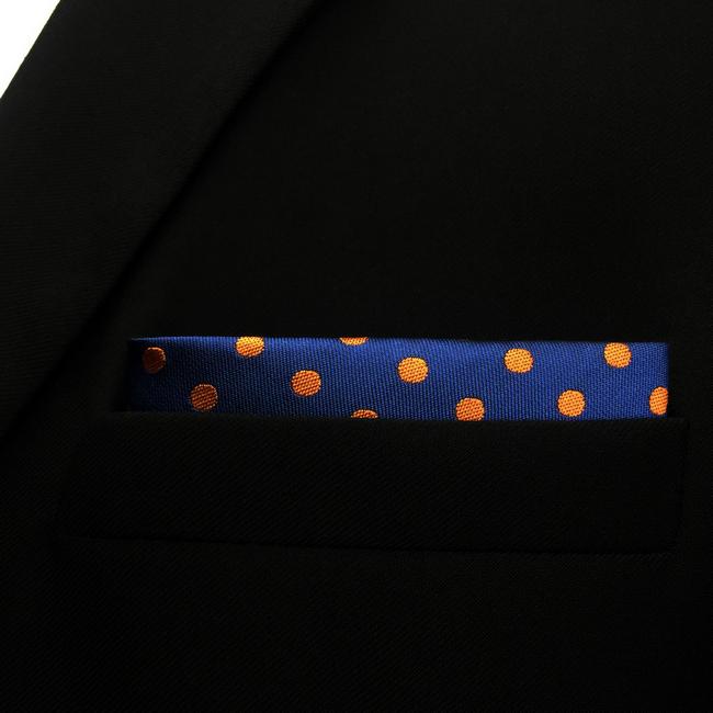 shlax & wing UH5 Navy orange Dots Mens Pocket Square Fashion Classic Handkerchief Silk Dress Hanky Mejor oferta