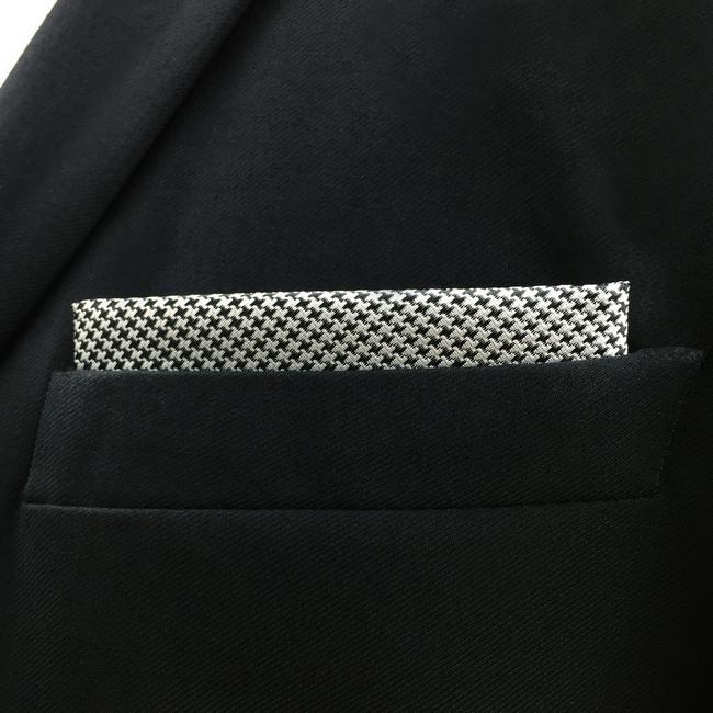 shlax & wing YH20 Houndstooth White Black Silk Hanky Mens Ties Jacquard Woven Pocket Square Fashion Casual Dress Rebajas top
