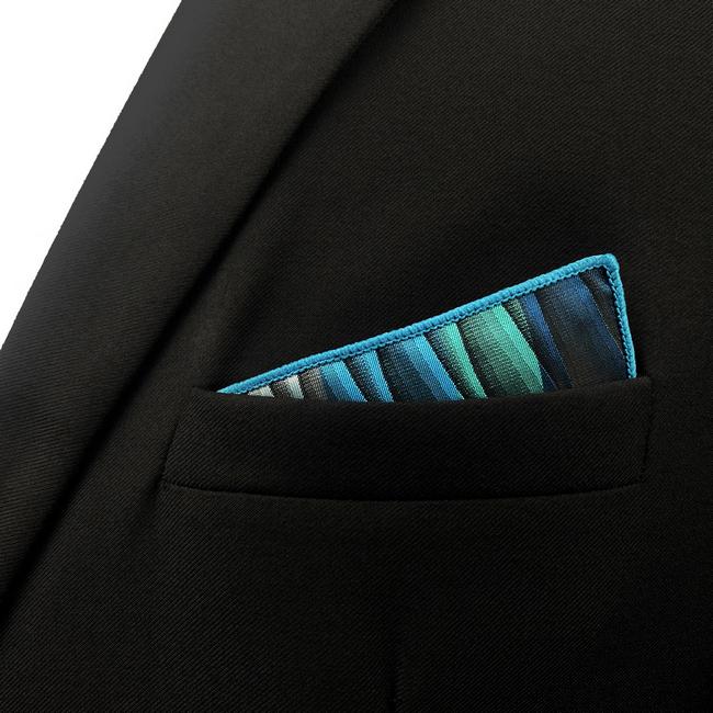 shlax & wing YH23 Turquoise Multicolor Ripple Abstract Classic Silk Handkerchief Envío gratis