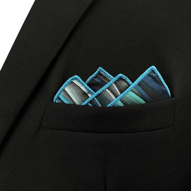 shlax & wing YH23 Turquoise Multicolor Ripple Abstract Classic Silk Handkerchief Envío gratis