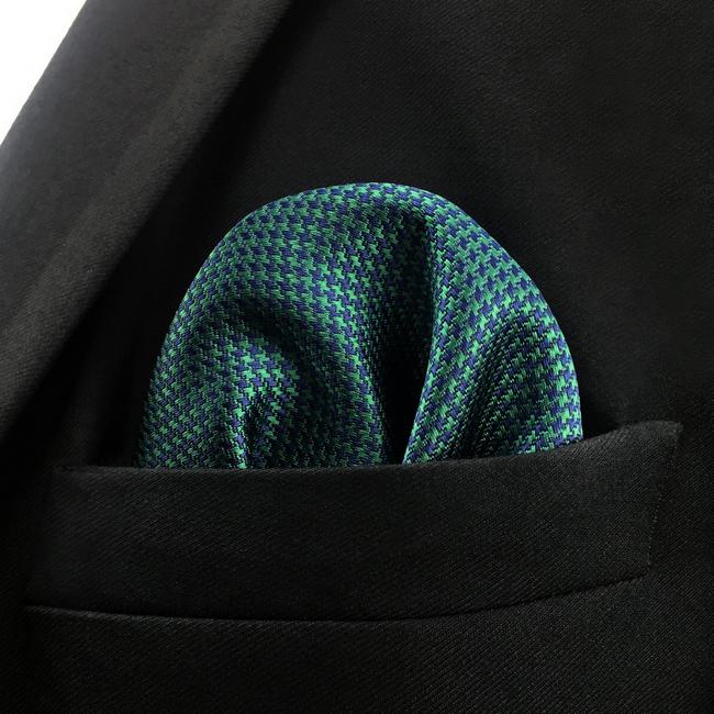 shlax & wing YH28 Turquoise Solid Silk Classic Jacquard Woven Fashion Handkerchief Últimos 3 días