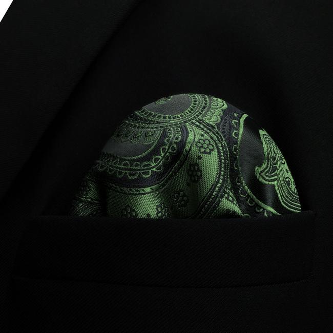 shlax & wing YH30 Deep green Paisley Silk Jacquard Woven Classic Fashion Pocket Square Mens Hanky COMPRAR AHORA