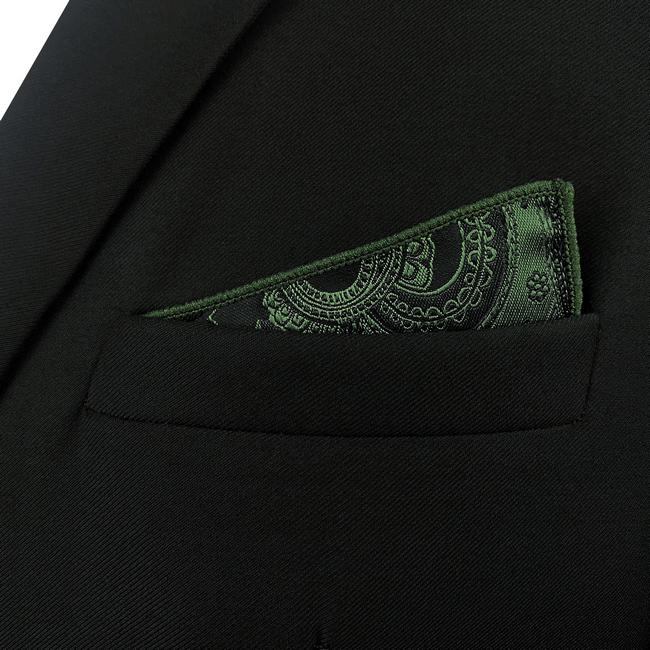 shlax & wing YH30 Deep green Paisley Silk Jacquard Woven Classic Fashion Pocket Square Mens Hanky COMPRAR AHORA