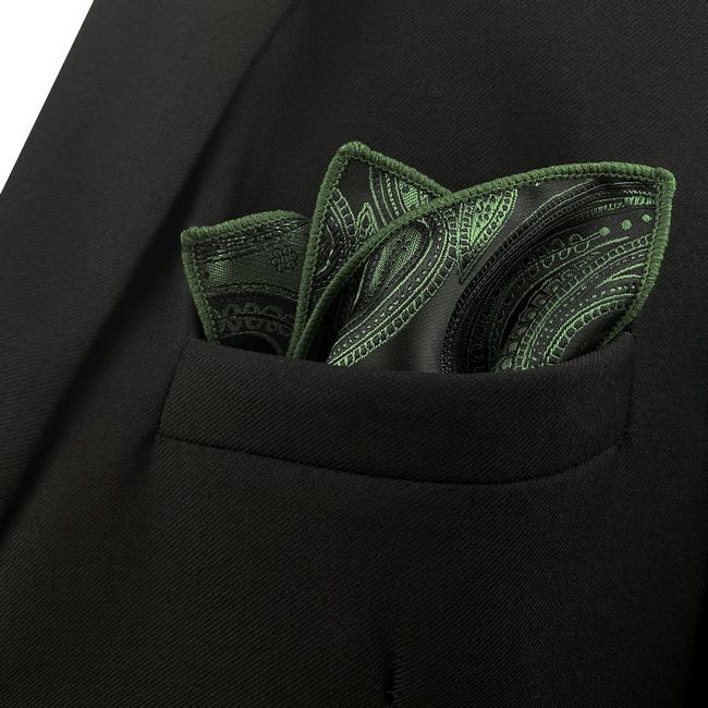 shlax & wing YH30 Deep green Paisley Silk Jacquard Woven Classic Fashion Pocket Square Mens Hanky COMPRAR AHORA