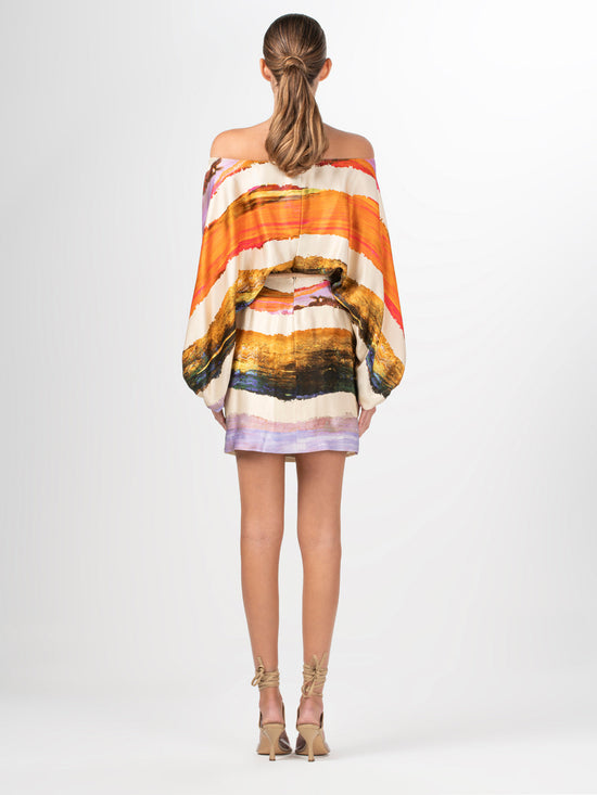 silvia tcherassi Vestido Manon Orange Orchid Abstract Stripes Solo hoy
