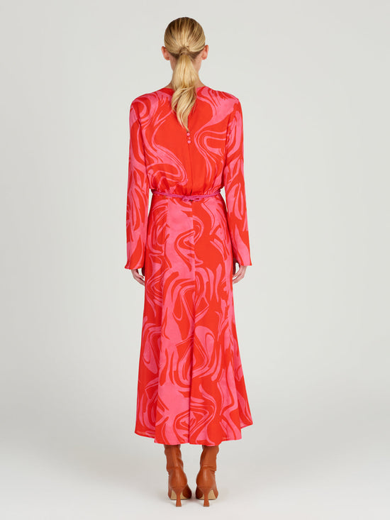 silvia tcherassi Pesaro Dress Pink Red Marble Tienda de fábrica