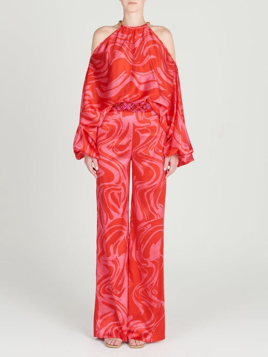 silvia tcherassi Andie Pant Pink Red Marble Ahorra y exporta