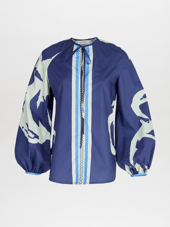 silvia tcherassi Molveno Blouse Navy Stripes Bloom Ofertas de temporada