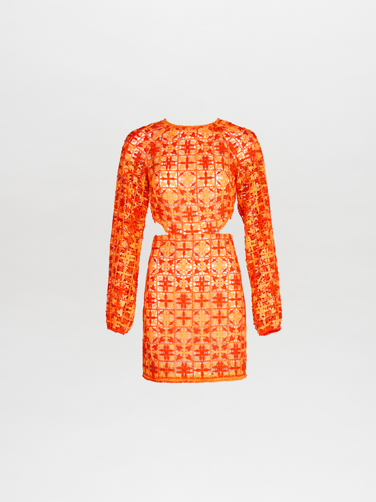 silvia tcherassi Janis Dress Red Orange Crochet En línea