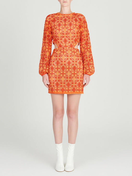 silvia tcherassi Janis Dress Red Orange Crochet En línea
