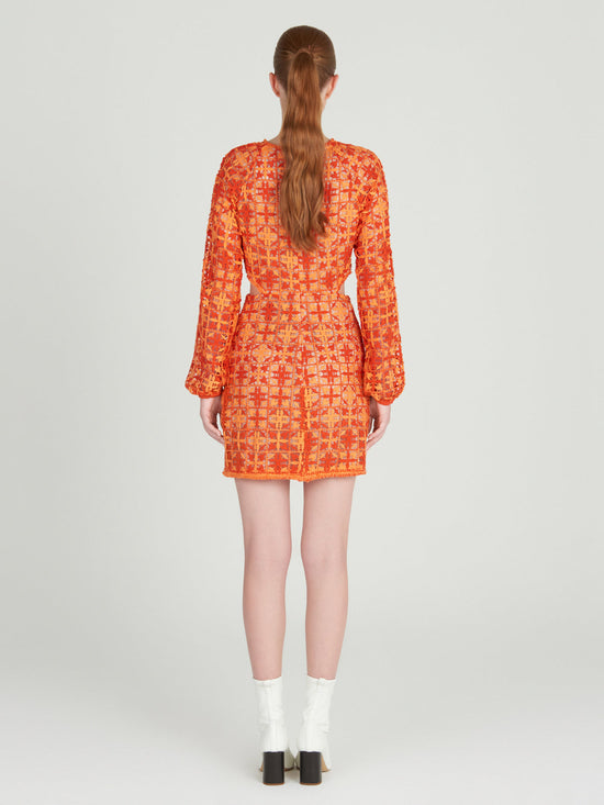 silvia tcherassi Janis Dress Red Orange Crochet En línea