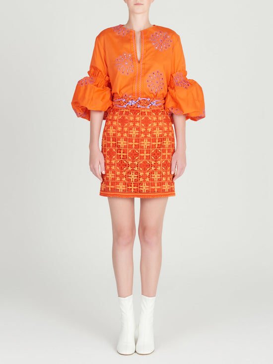 silvia tcherassi Idalia Skirt Red Orange Crochet Outlet