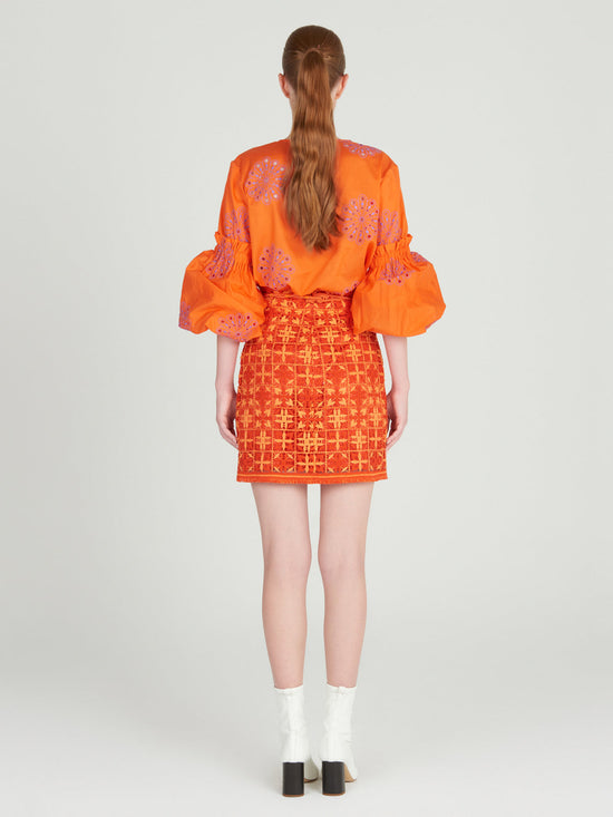 silvia tcherassi Idalia Skirt Red Orange Crochet Outlet