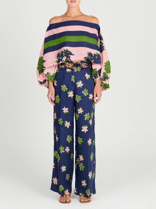 silvia tcherassi Bellagio Blouse Navy Pink Rebajas