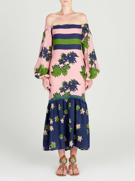 silvia tcherassi Oristano Dress Navy Pink Ofertas