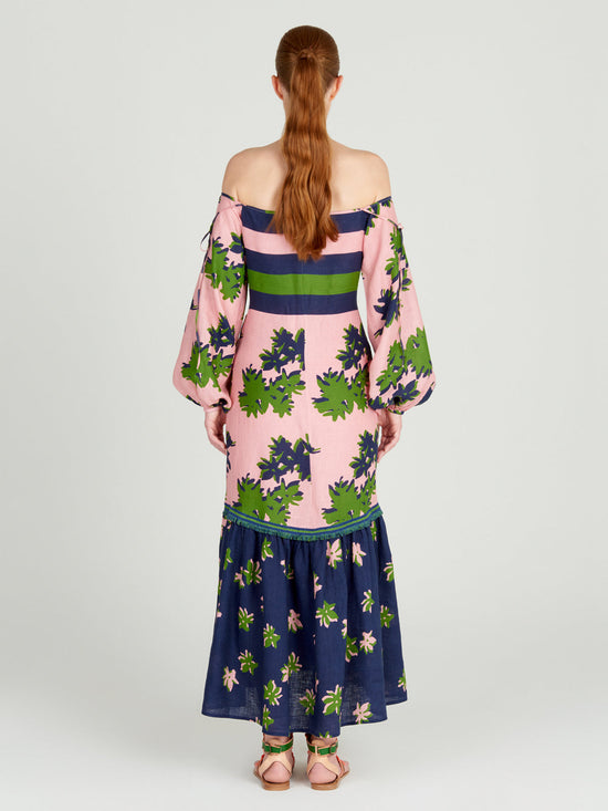 silvia tcherassi Oristano Dress Navy Pink Ofertas