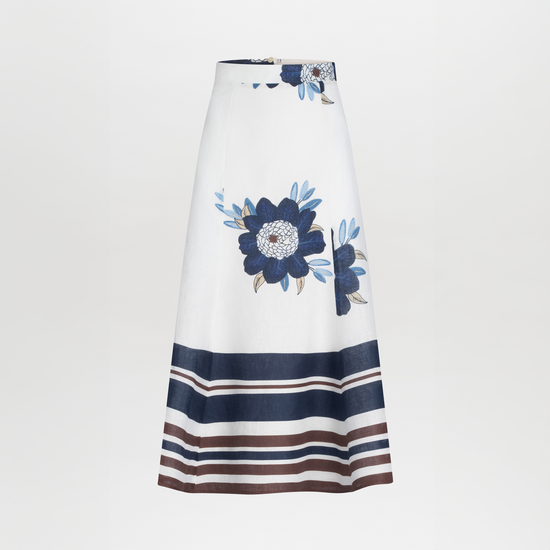 silvia tcherassi Falda Erin Multi Navy Brown Floral Tienda