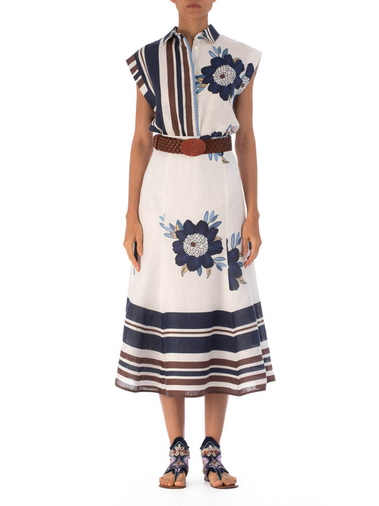 silvia tcherassi Falda Erin Multi Navy Brown Floral Tienda