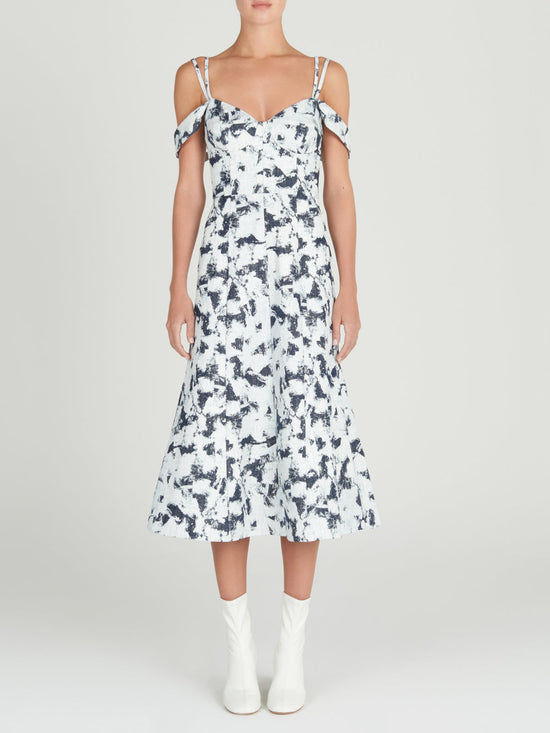 silvia tcherassi Bolzano Dress White Denim Liquidación