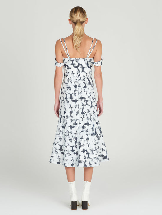 silvia tcherassi Bolzano Dress White Denim Liquidación