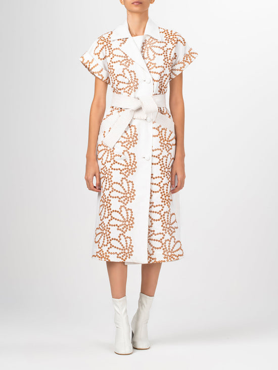 silvia tcherassi Vestido Concetta White Cacao Eyelet Últimos 3 días