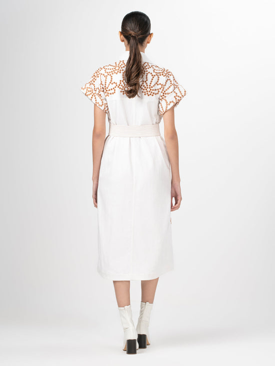silvia tcherassi Vestido Concetta White Cacao Eyelet Últimos 3 días