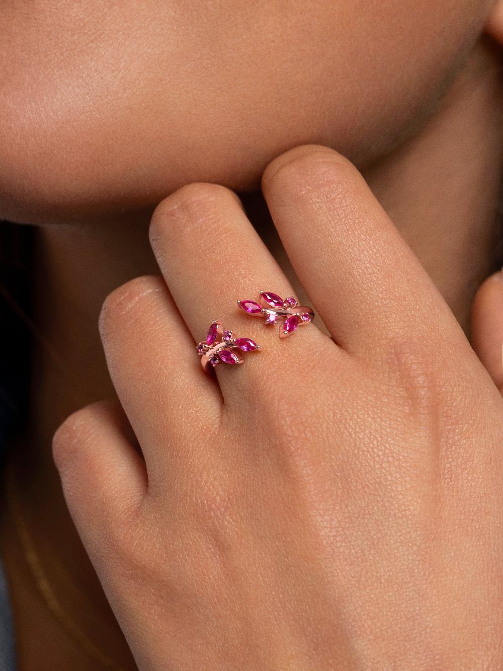 singularu Anillo Buganvilla Raspberry Plata Baño Oro Rosa Descuento por venta flash