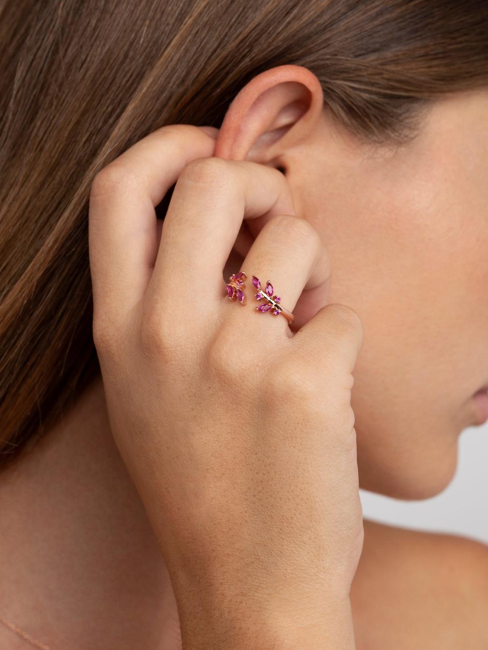 singularu Anillo Buganvilla Raspberry Plata Baño Oro Rosa Descuento por venta flash