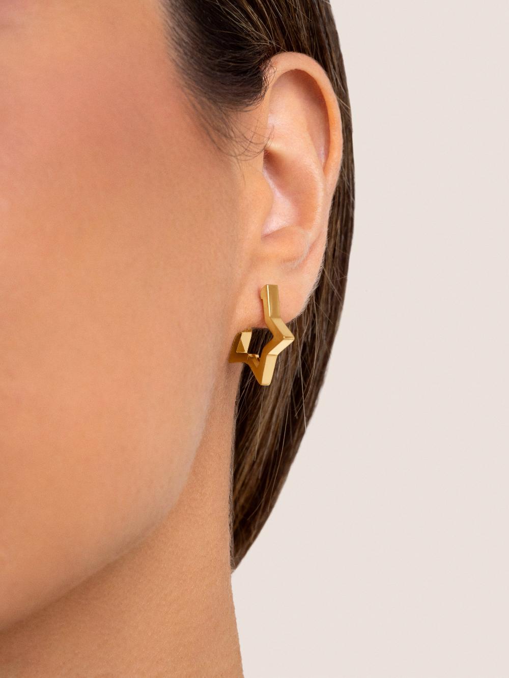 singularu Pendientes Superstar Acero Baño Oro Outlet online