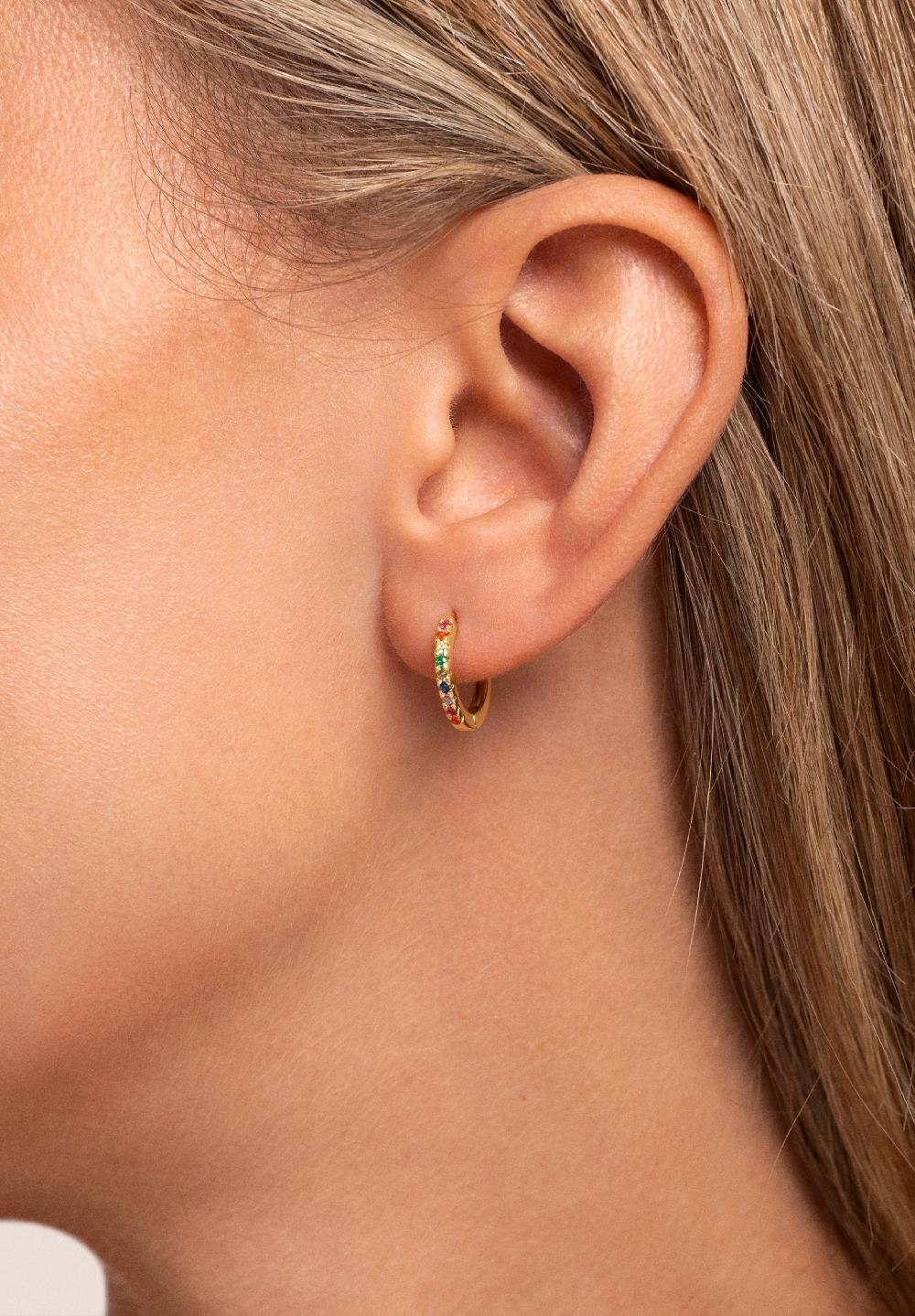 singularu Pendientes Aro Colors Plata Baño Oro Ventas relámpago