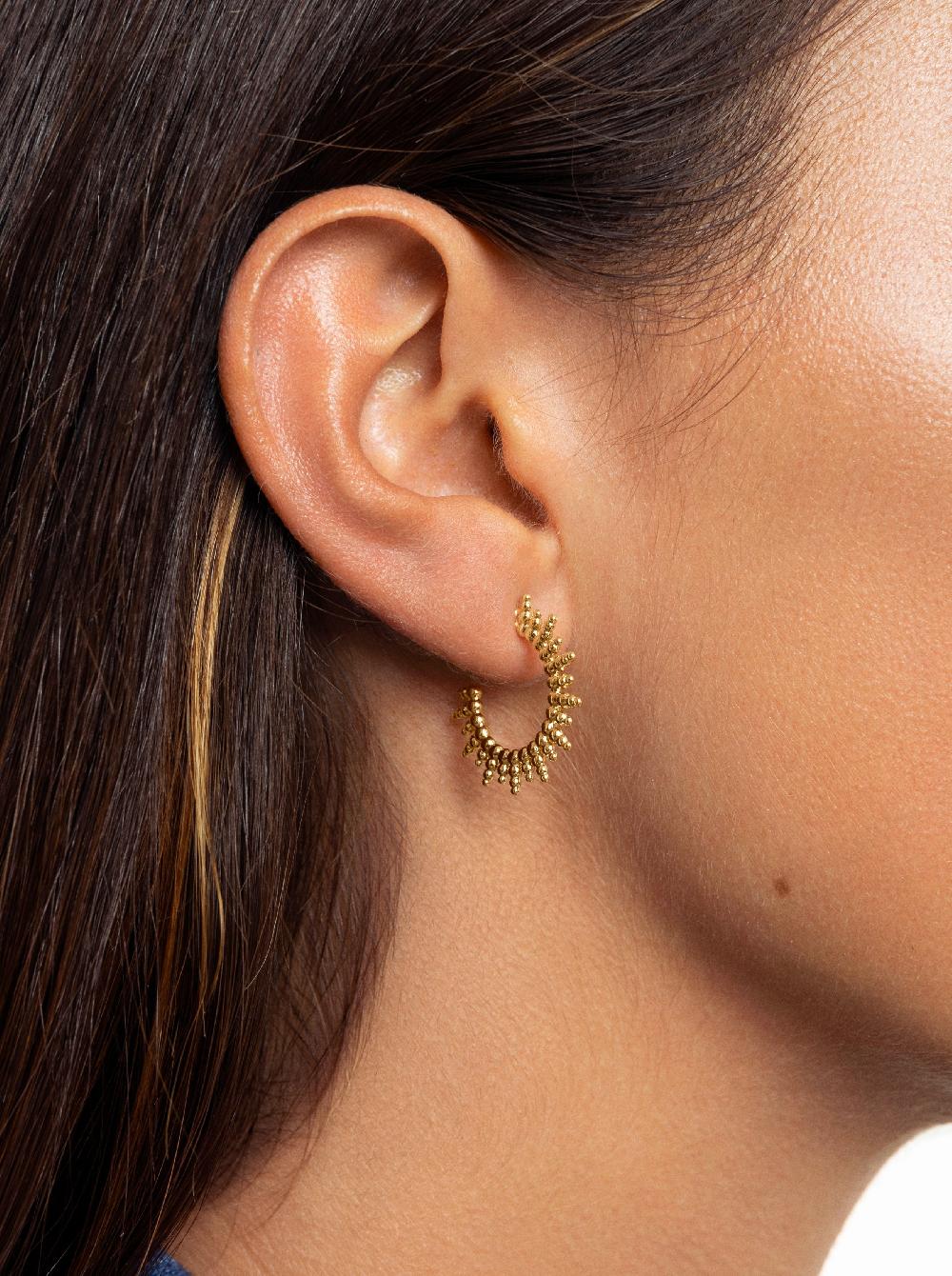singularu Pendientes Pebbles Sun Baño Oro Descuento