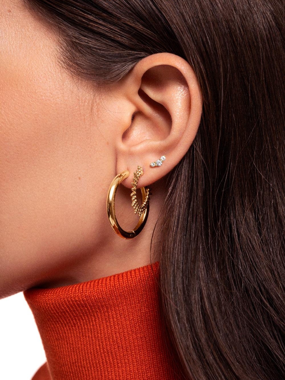 singularu Pendientes Pebbles Sun Baño Oro Descuento