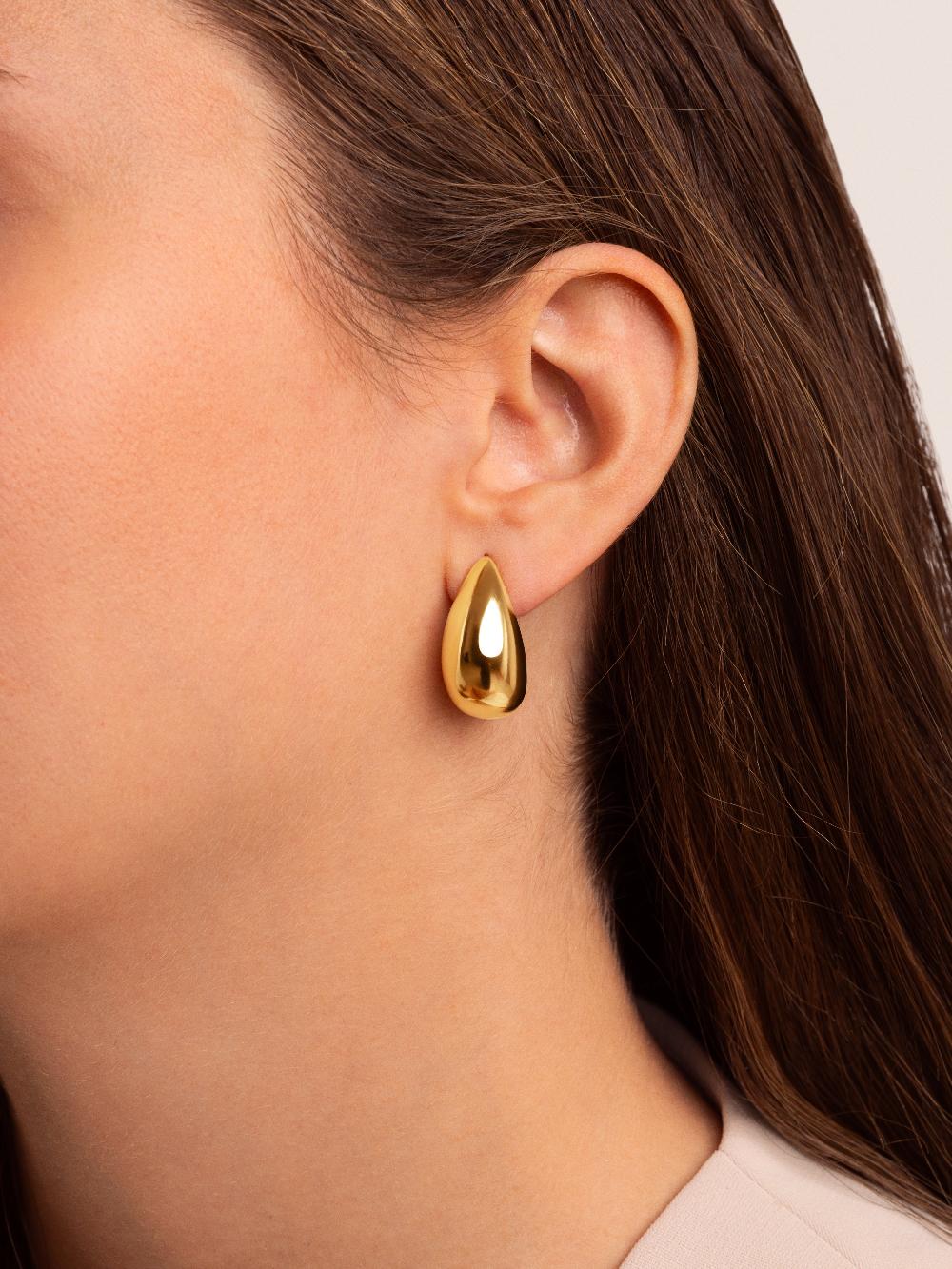 singularu Pendientes Gota Acero Baño Oro Tienda
