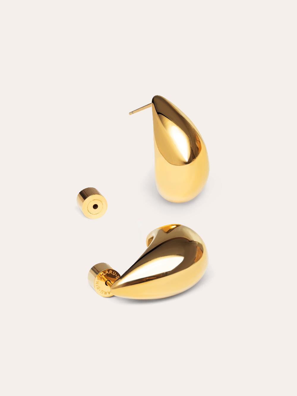 singularu Pendientes Gota Acero Baño Oro Tienda