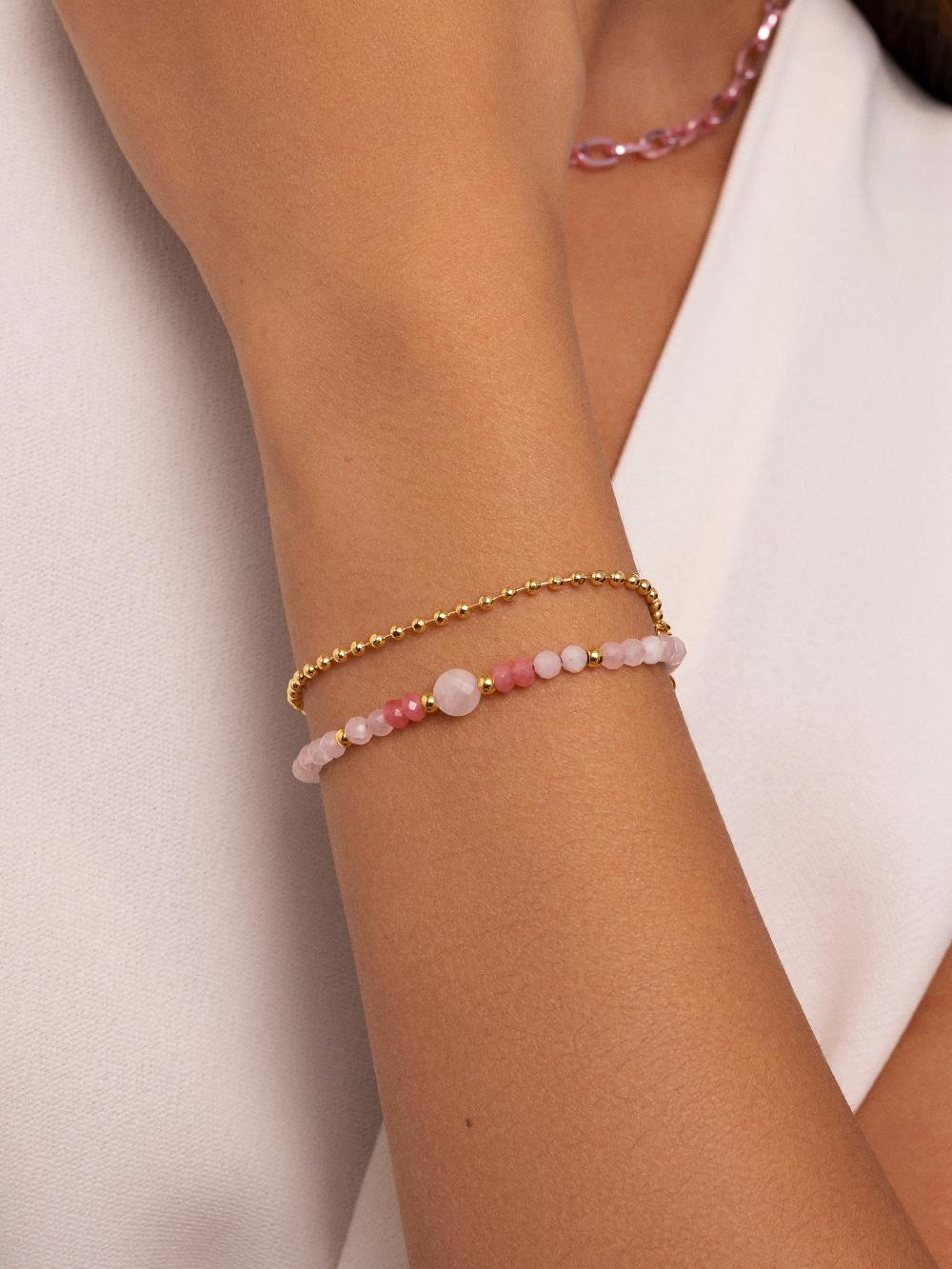 singularu Pulsera Amulet Rose Quartz Acero Baño Oro Últimos 3 días