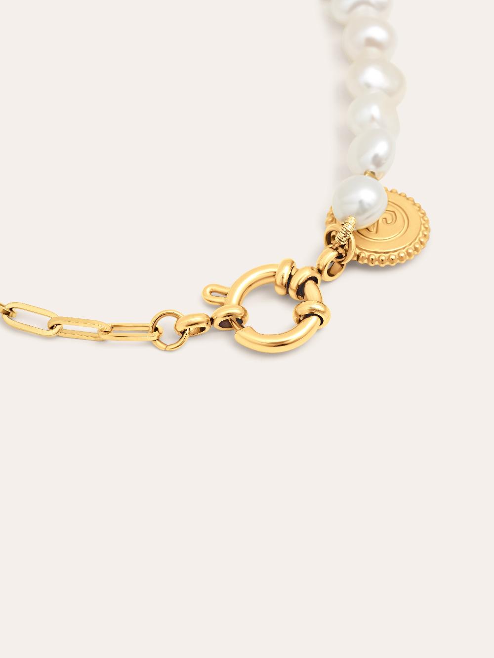 singularu Pulsera Chic Pearl Acero Baño Oro Precio de fábrica