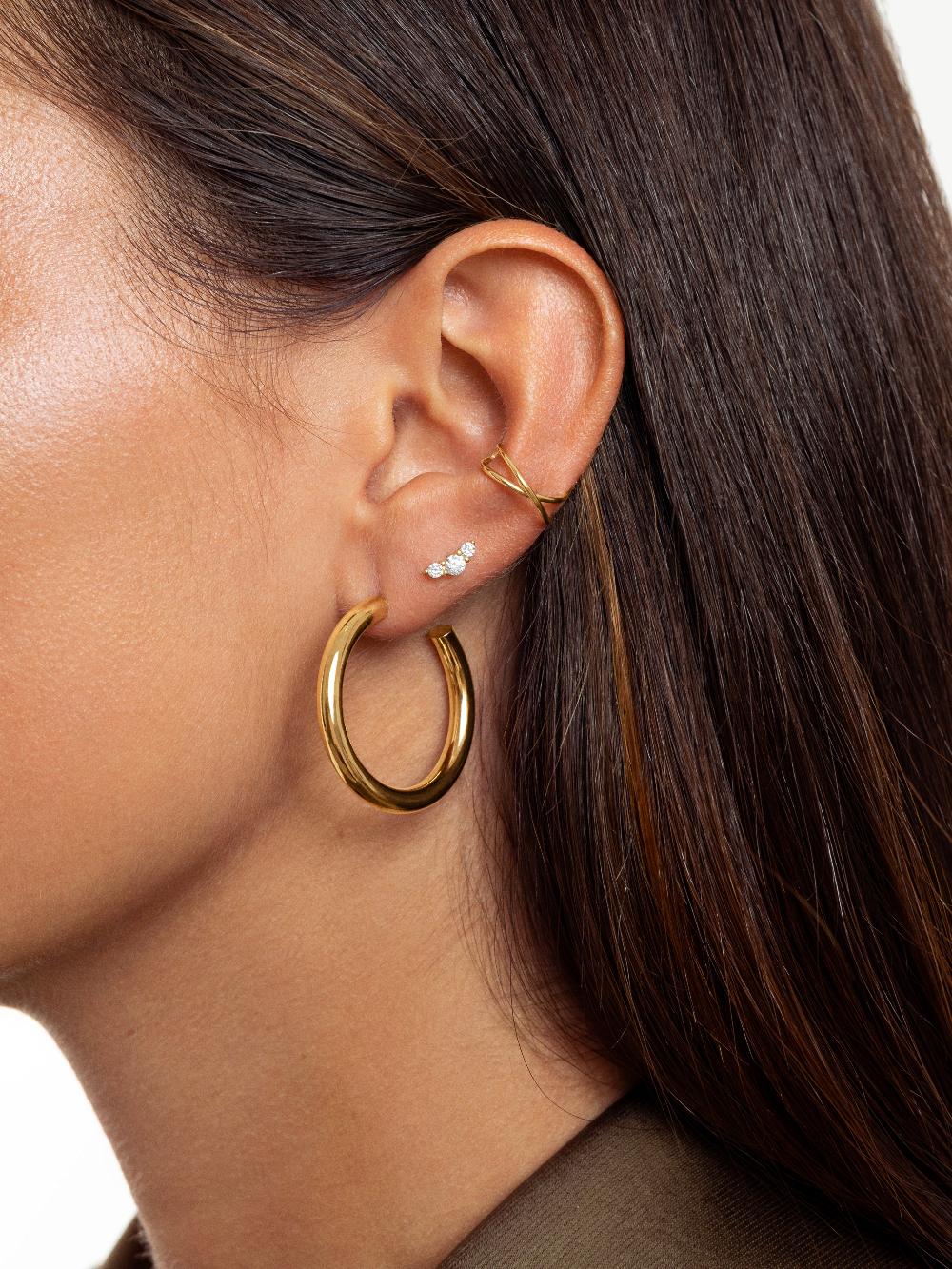 singularu Pendiente Suelto Ear Cuff Cross Plata Baño Oro Solo queda un día