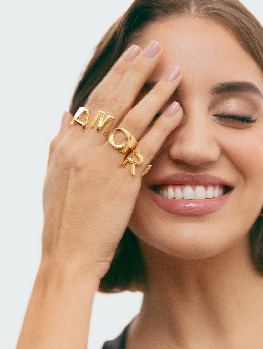 singularu Anillo Personalizado Letter Signet Baño Oro Ahorra y exporta