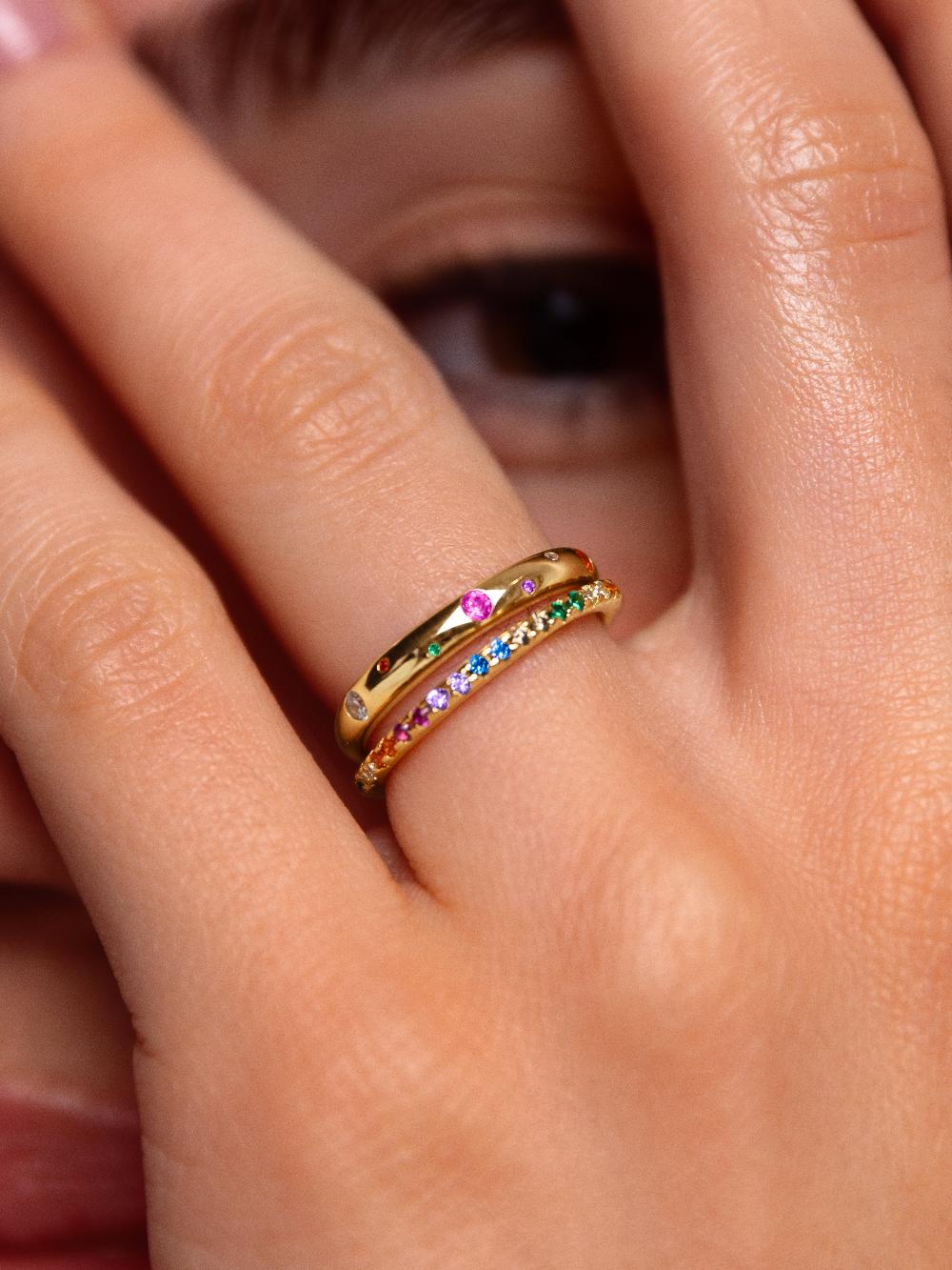 singularu Anillo Cleo Colors Plata Baño Oro Descuentos del mes