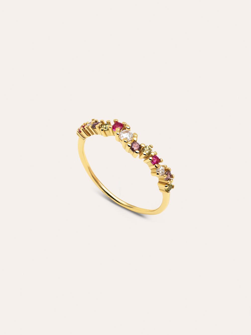 singularu Anillo Estellar Colors Plata Baño Oro Última moda