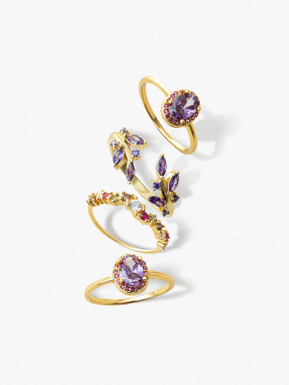 singularu Anillo Estellar Colors Plata Baño Oro Última moda