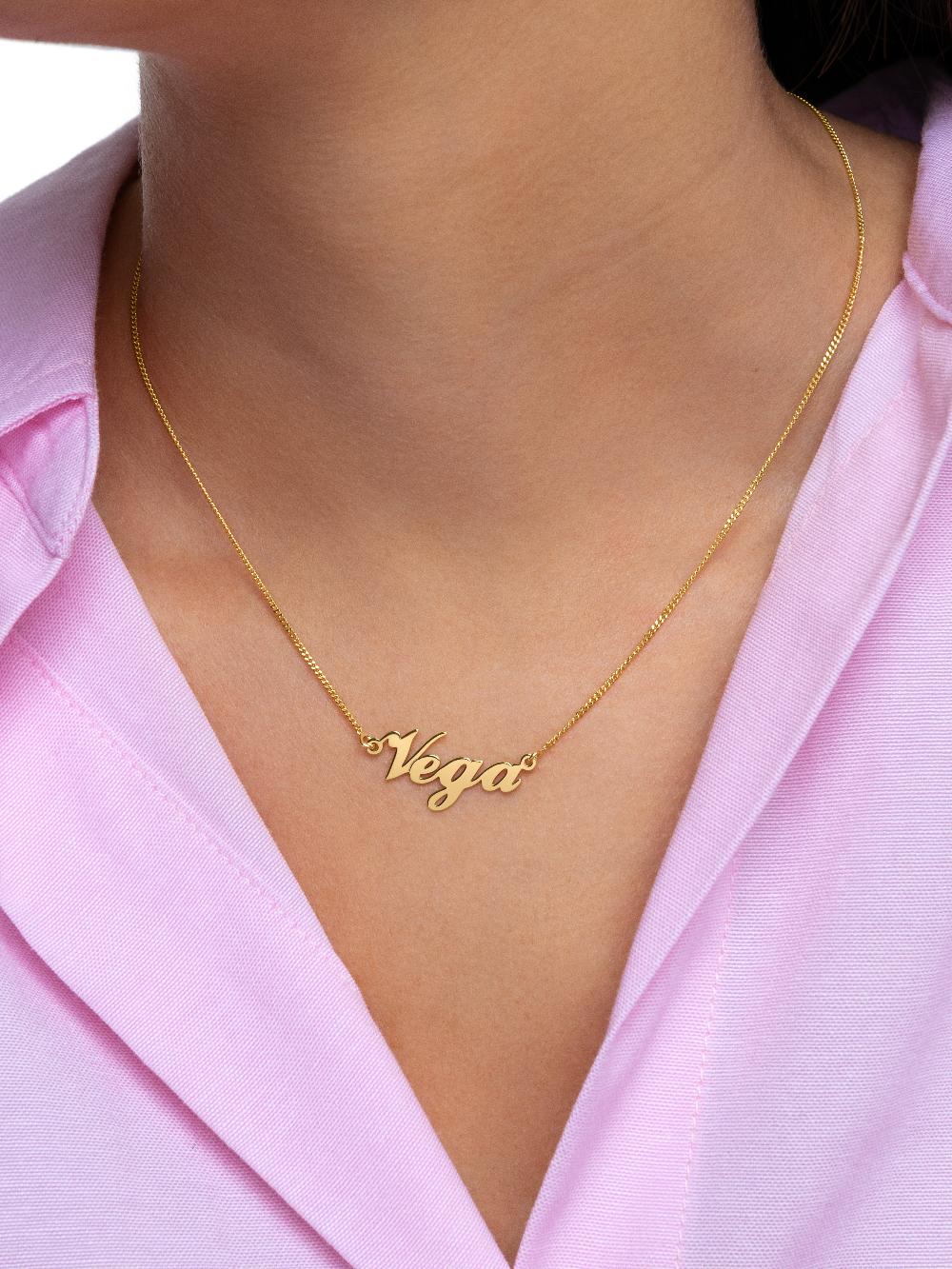 singularu Collar Personalizado Carrie Plata Baño Oro En línea