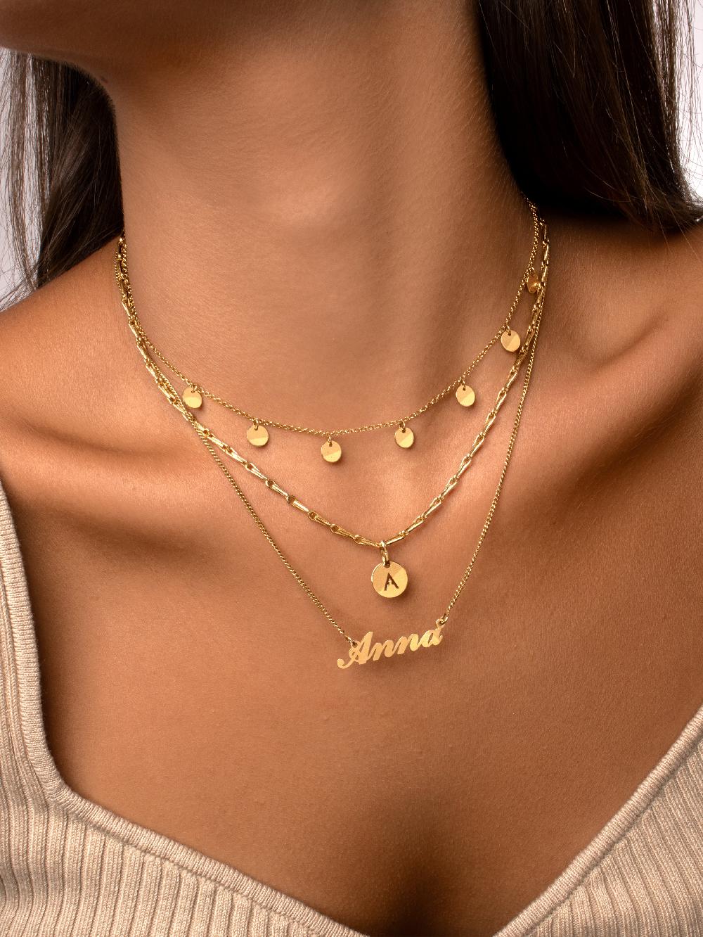 singularu Collar Personalizado Carrie Plata Baño Oro En línea