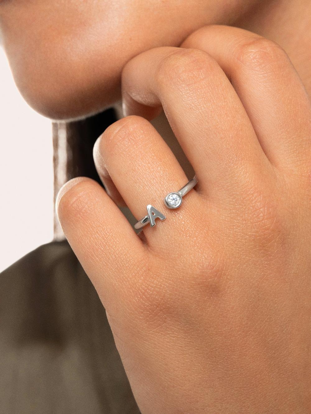 singularu Anillo Personalizado Letter Spark Plata Outlet online