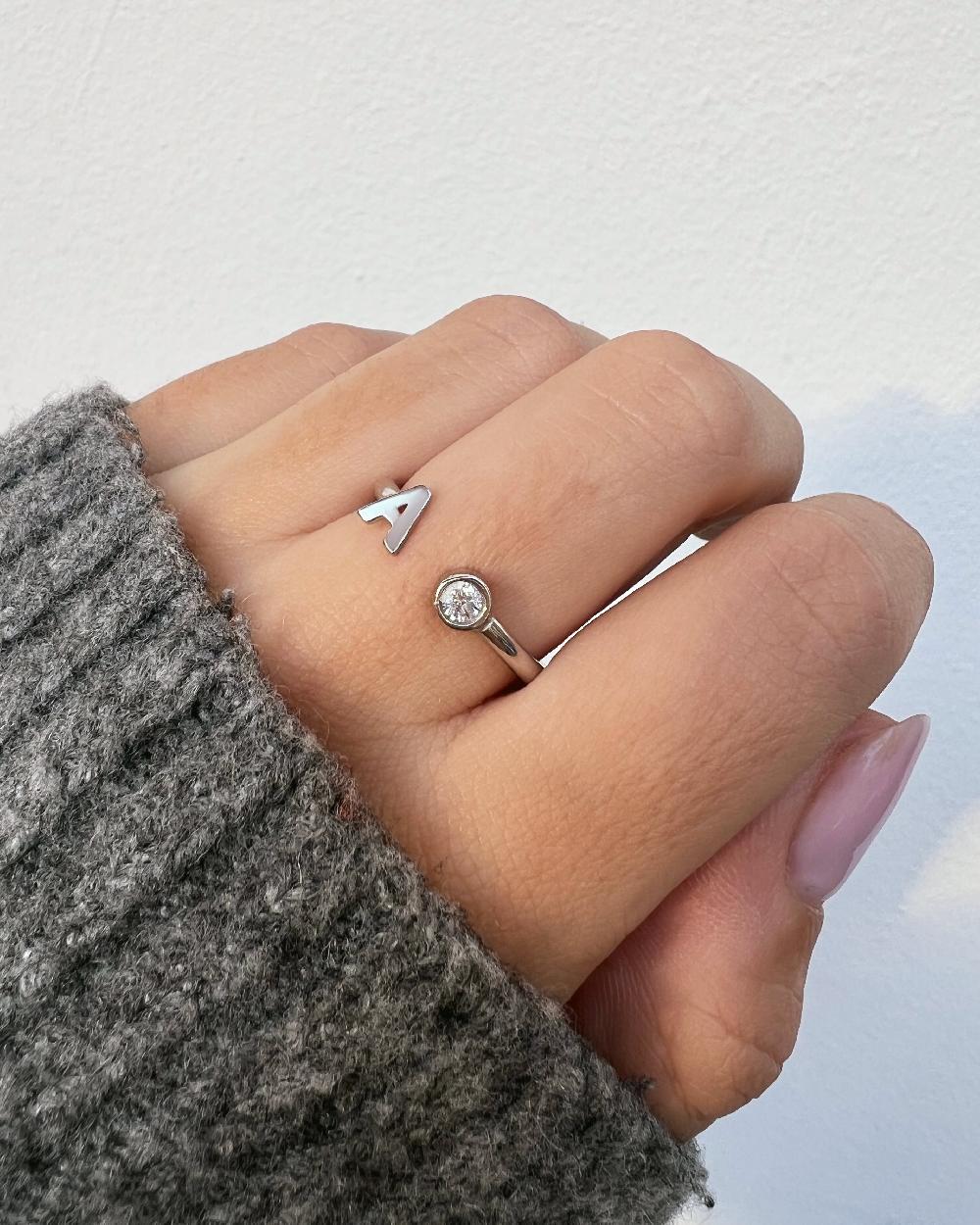 singularu Anillo Personalizado Letter Spark Plata Outlet online