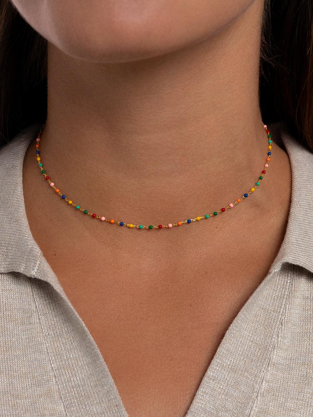 singularu Collar Dots Colors Enamel Plata Baño Oro Ventas relámpago