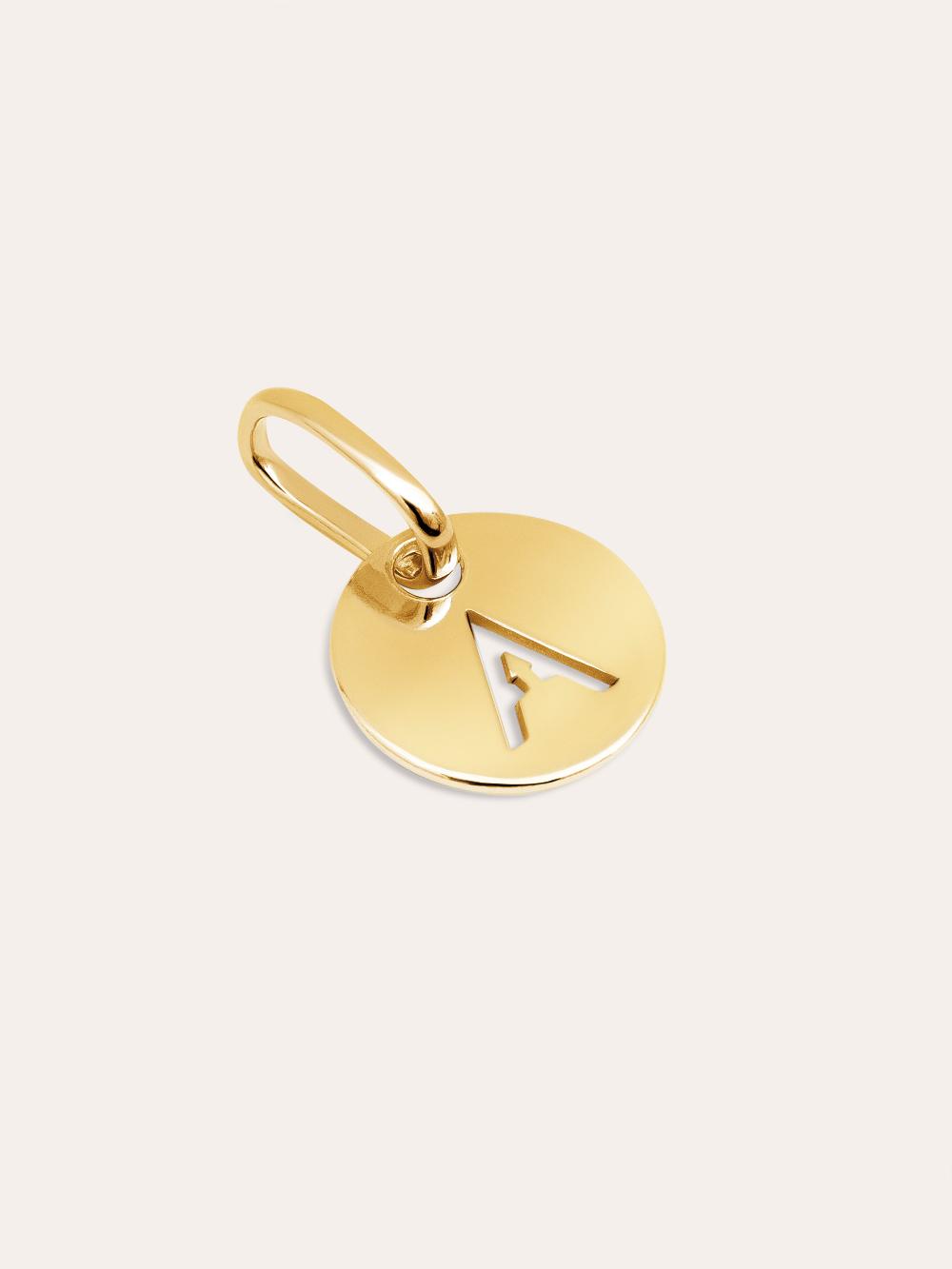 singularu Mini Medallion Letter Plata Baño Oro Descuento