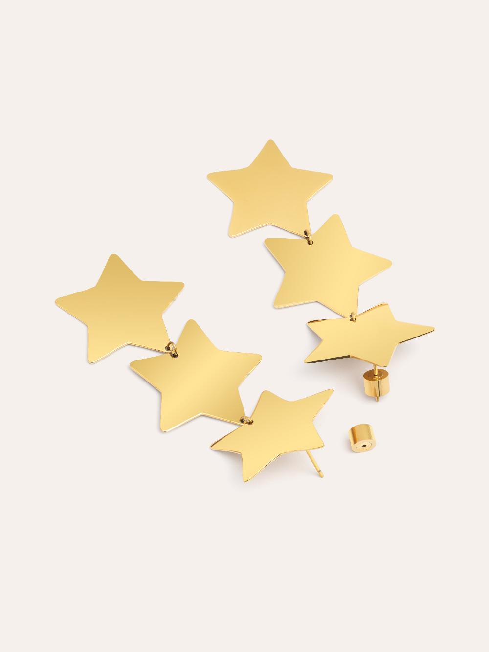 singularu Pendientes Big Stars Acero Baño Oro Envío gratis