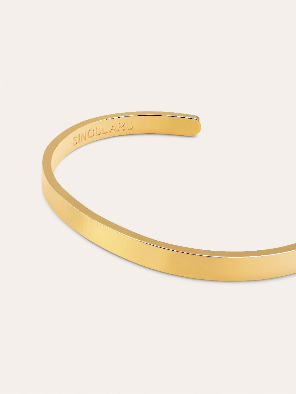 singularu Brazalete Plate Acero Baño Oro COMPRAR AHORA